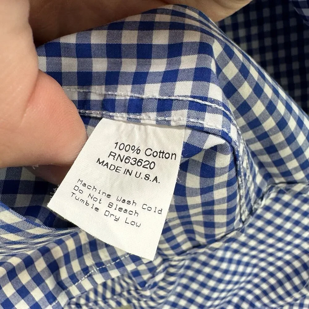 Gitman Bros Shirt Mens 18 34‎ Blue Long Sleeve Button Down Casual USA